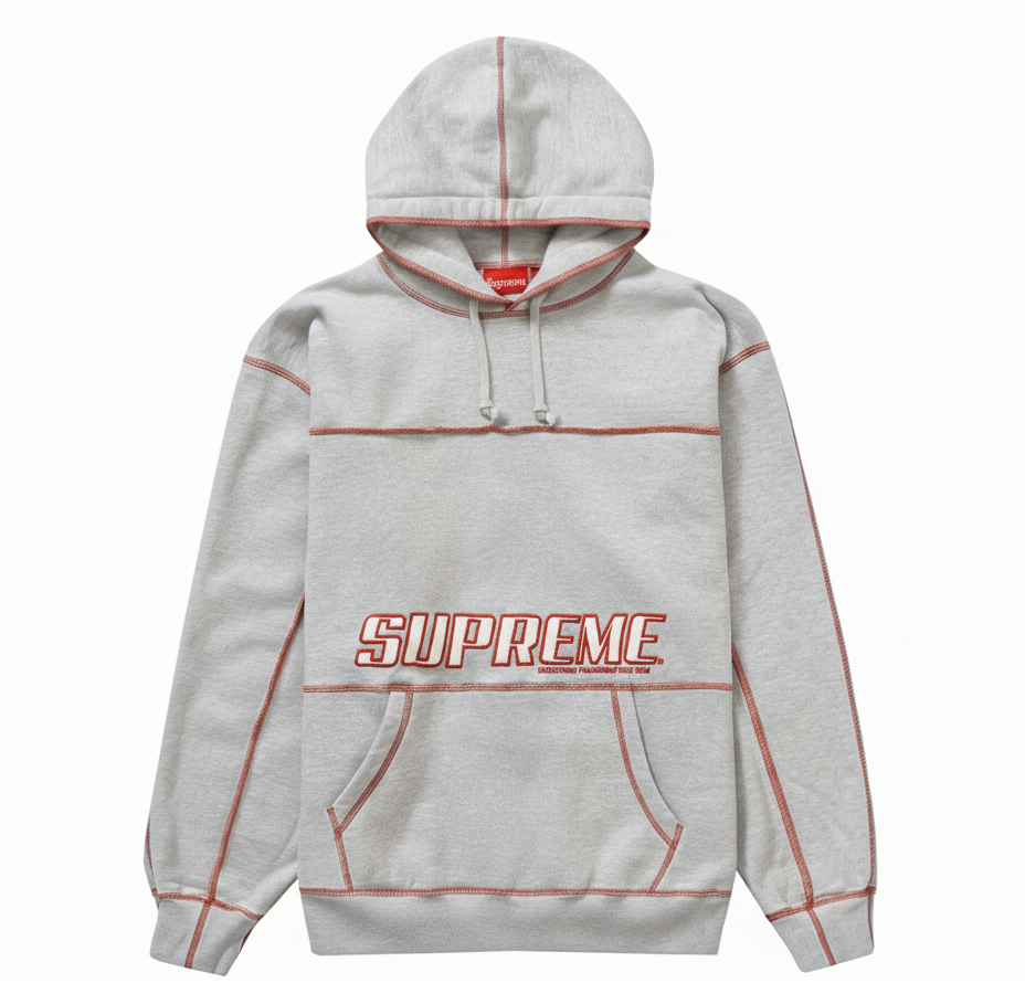Supreme Iconic Grey Hoodie with Signature Red Logo