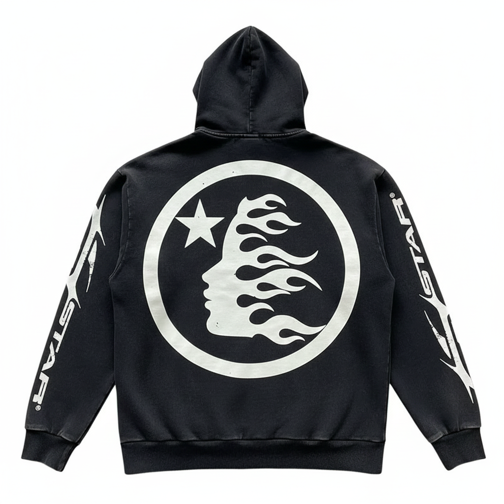 Hellstar Black Flame Zip-Up Hoodie – Signature Edition