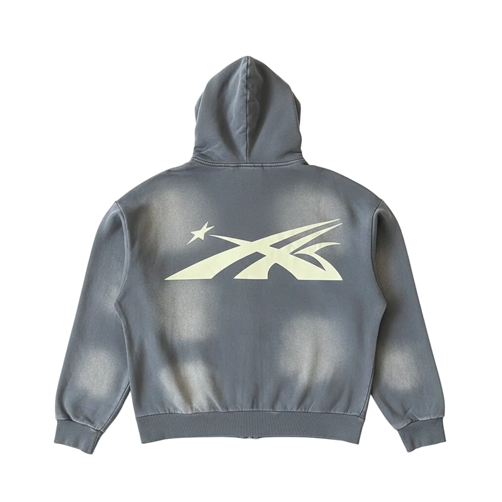 Hellstar Grey Washed Zip-Up Hoodie – Premium Streetwear
