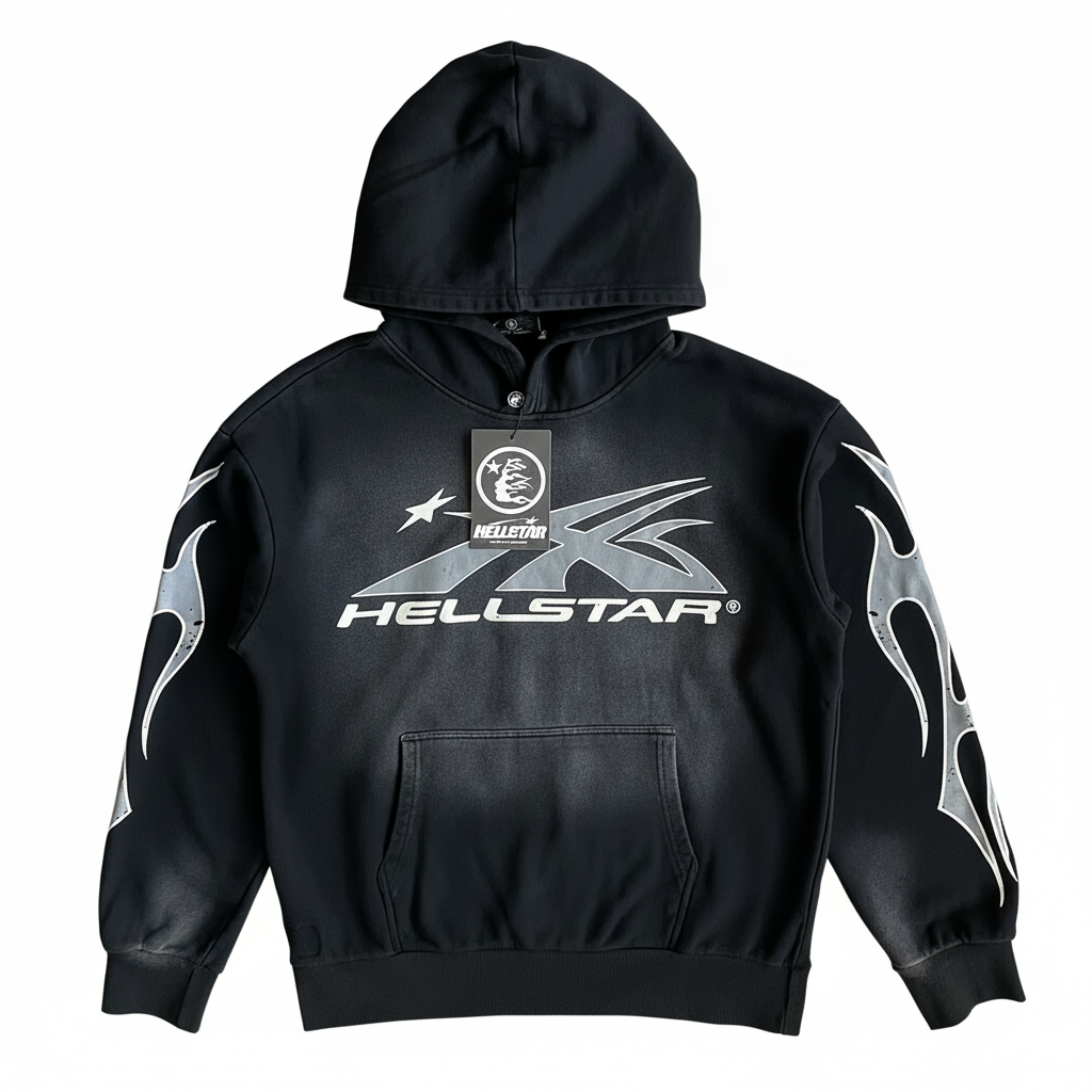 Hellstar Flame Sport Logo Hoodie Black