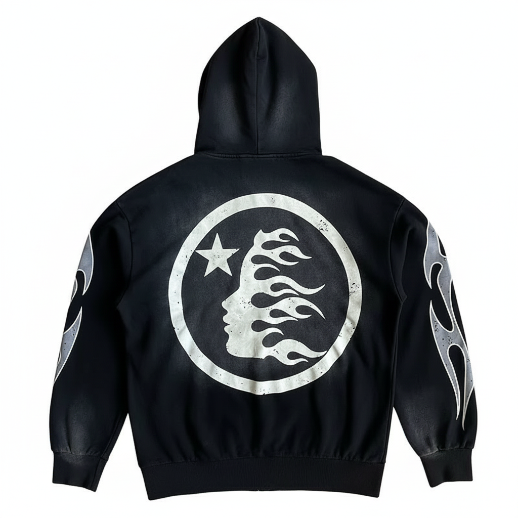 Hellstar Flame Sport Logo Hoodie Black